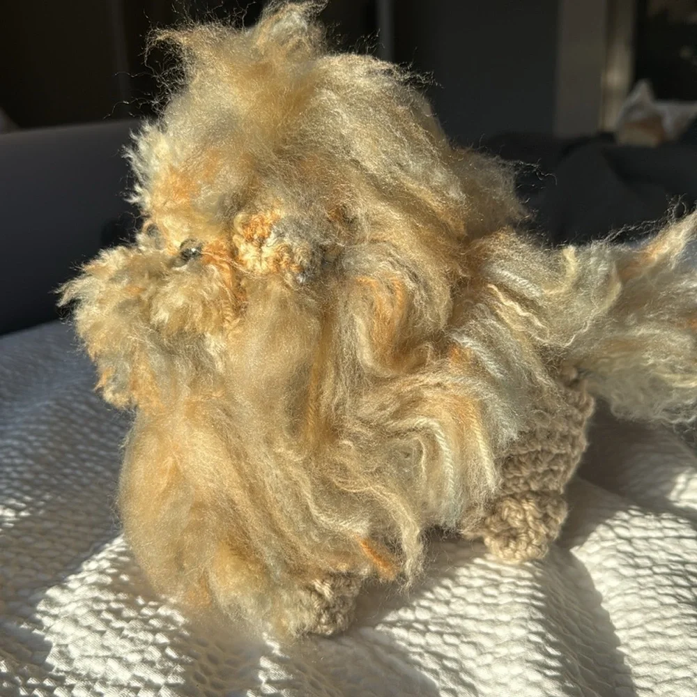 Handmade Fluffy Tan and Cream Dog Plush